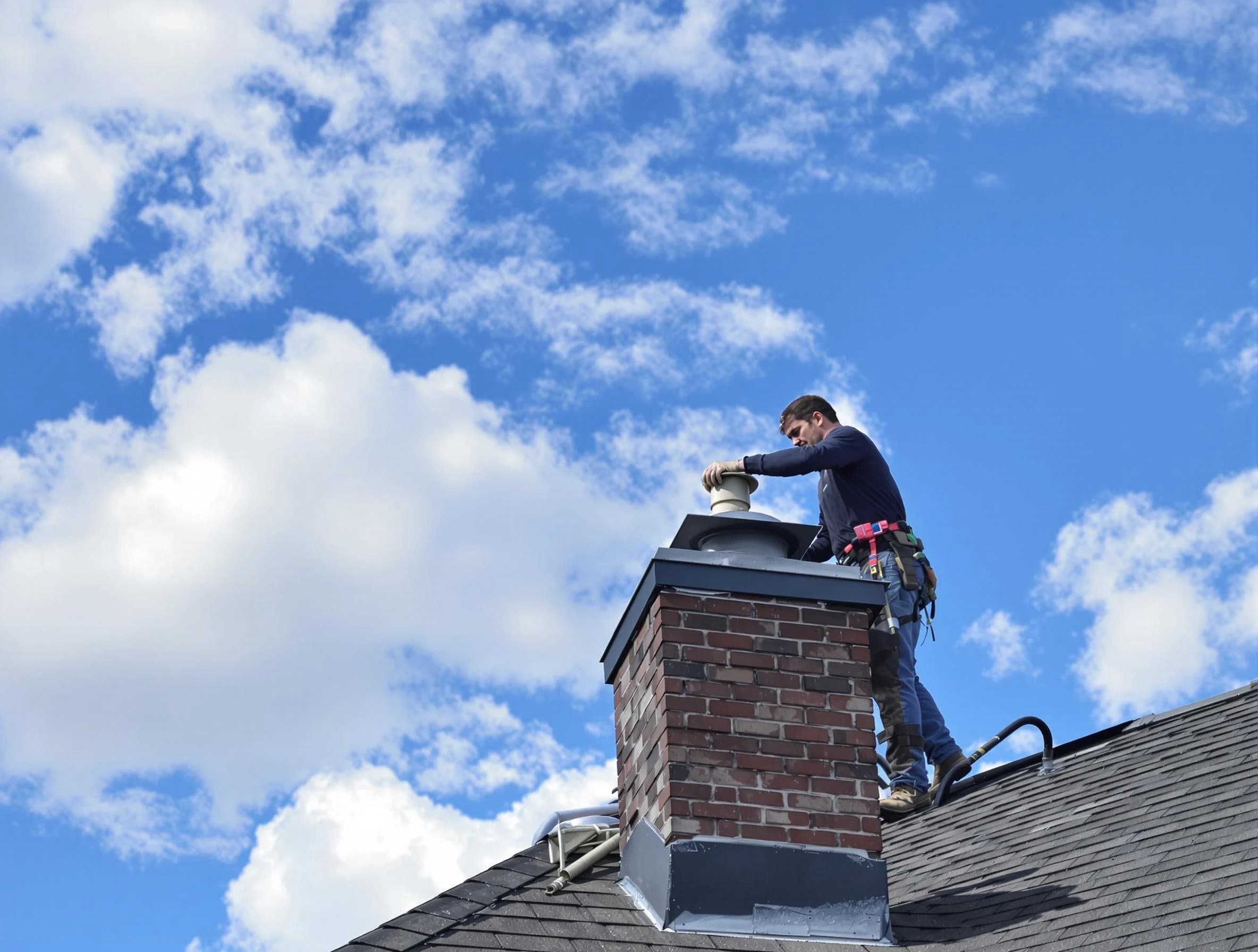 Woodbridge Chimney Sweep installing a sturdy chimney cap in Woodbridge, NJ