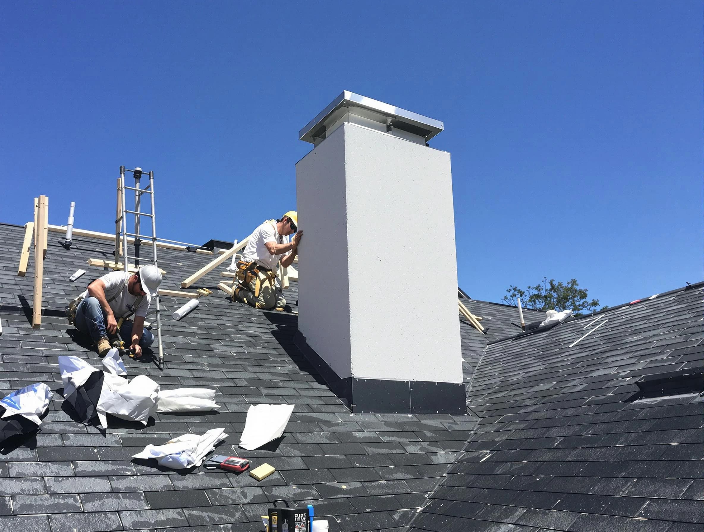 Woodbridge Chimney Sweep crew installing a new chimney in Woodbridge, NJ