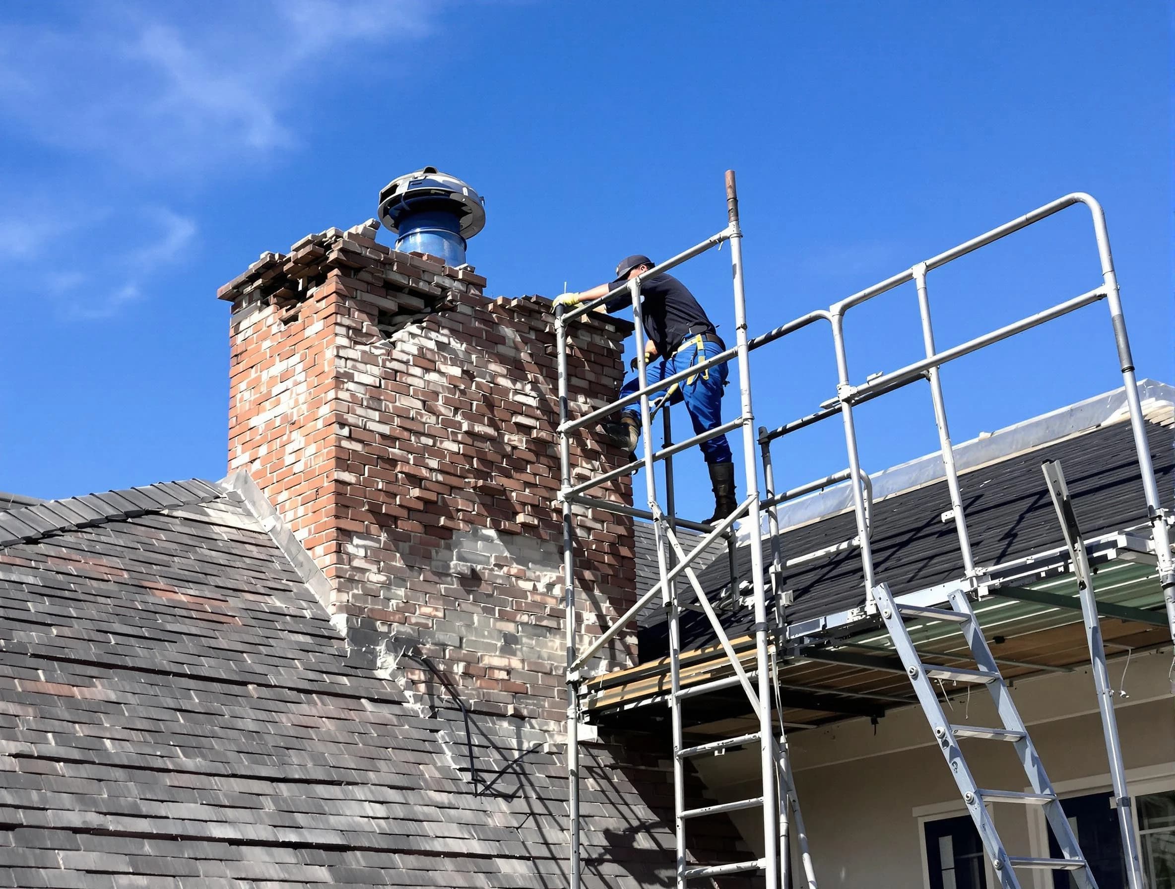 Rebuilding a chimney structure by Woodbridge Chimney Sweep in Woodbridge, NJ