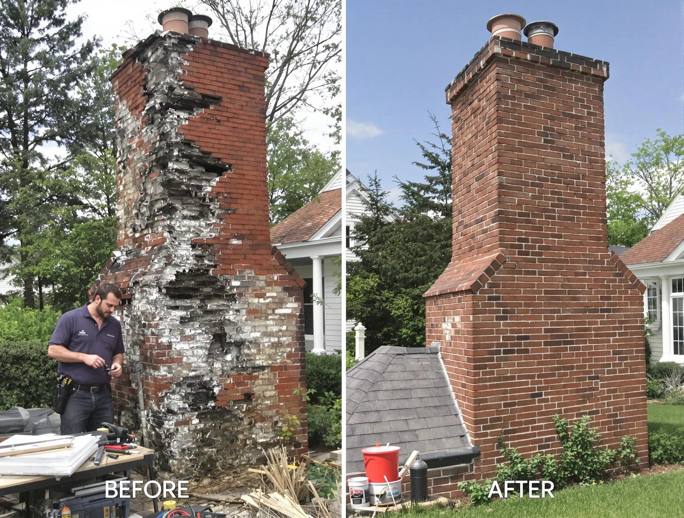 Woodbridge Chimney Sweep performing a full chimney restoration in Woodbridge, NJ
