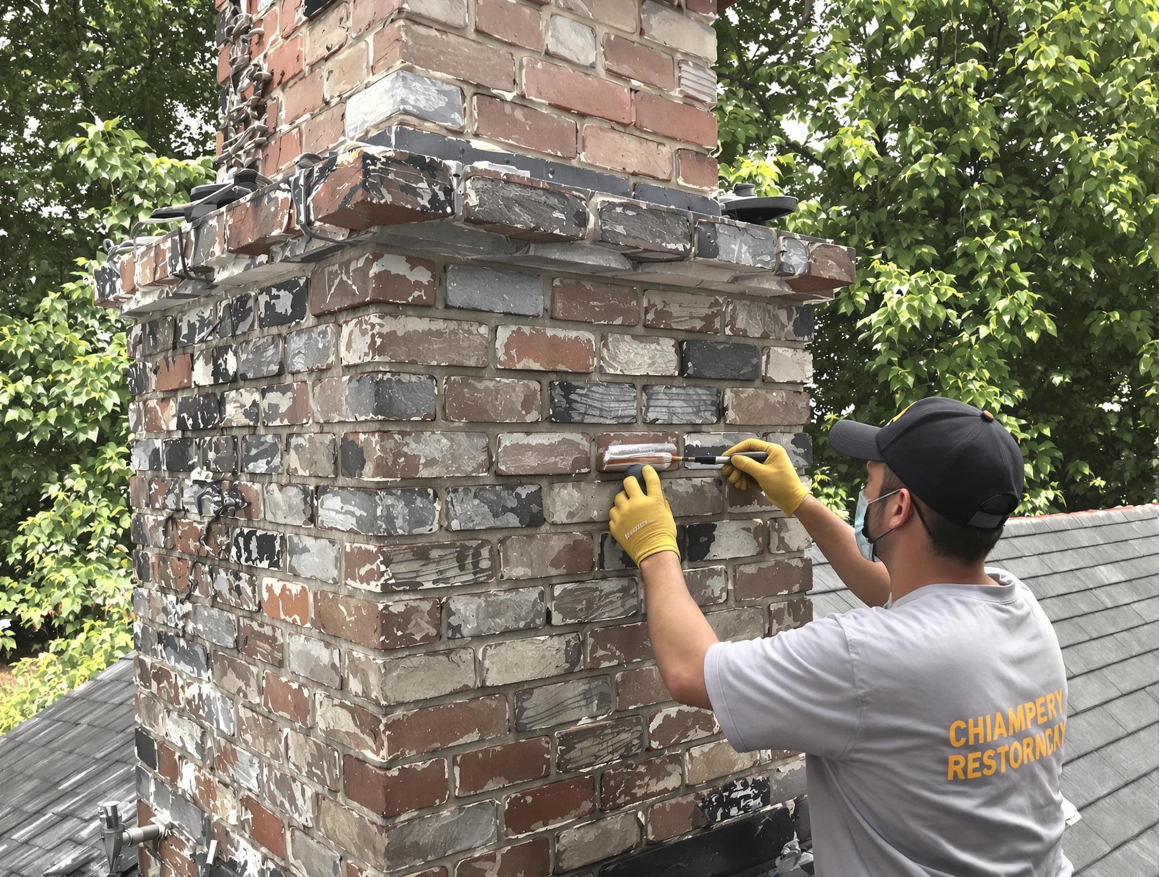 In-progress chimney restoration by Woodbridge Chimney Sweep in Woodbridge, NJ