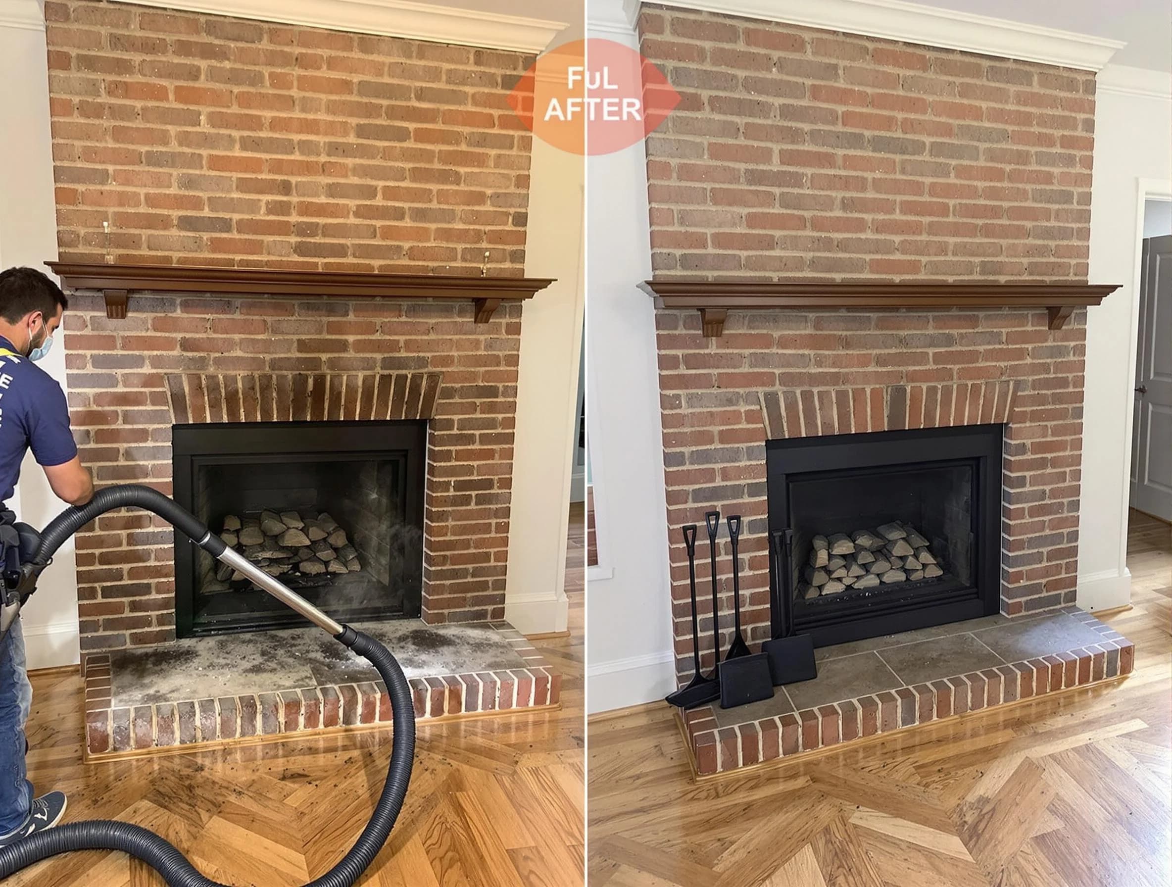 Woodbridge Chimney Sweep carefully sanitizing a fireplace in Woodbridge, NJ