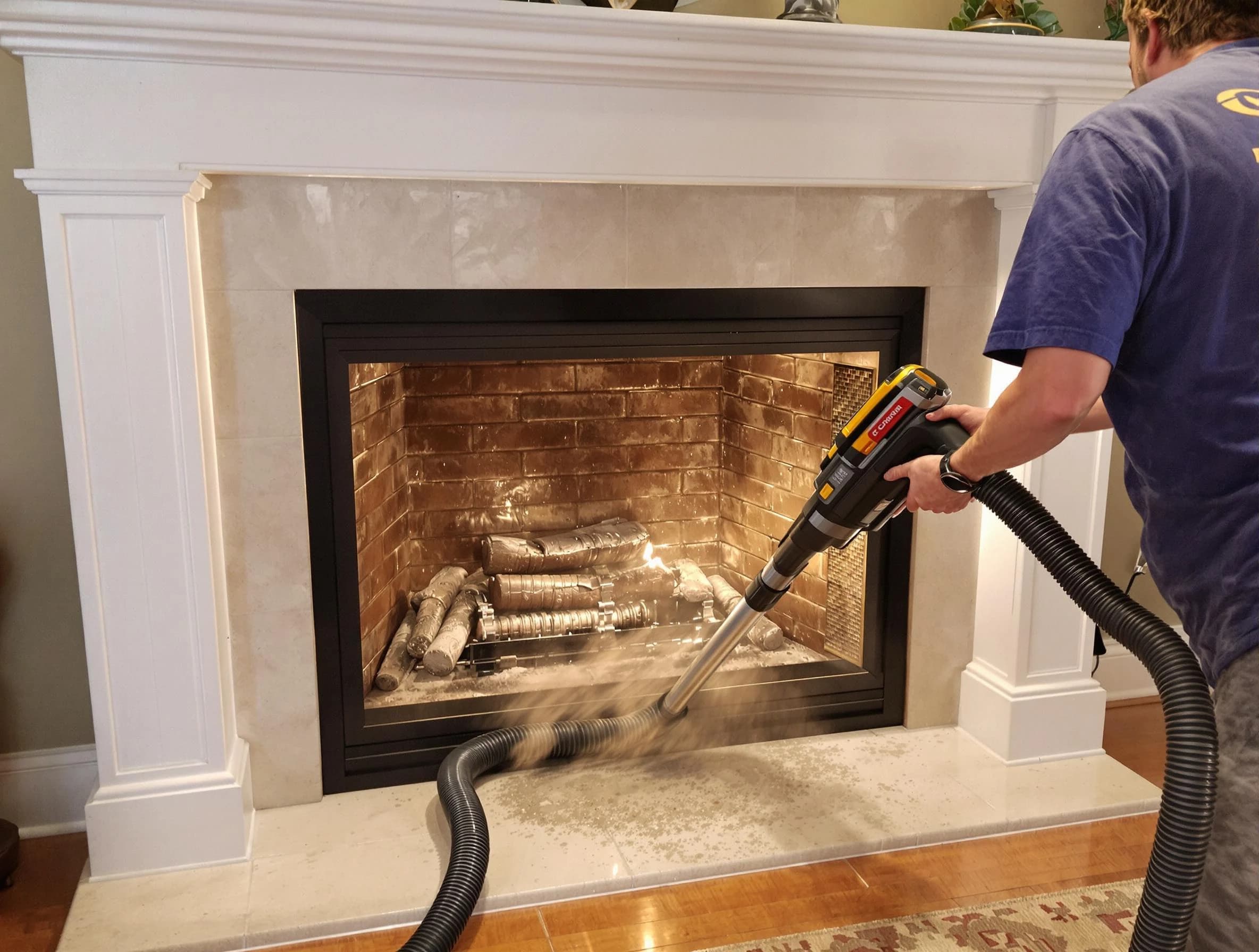 Fireplace cleaning performed by Woodbridge Chimney Sweep in Woodbridge, NJ