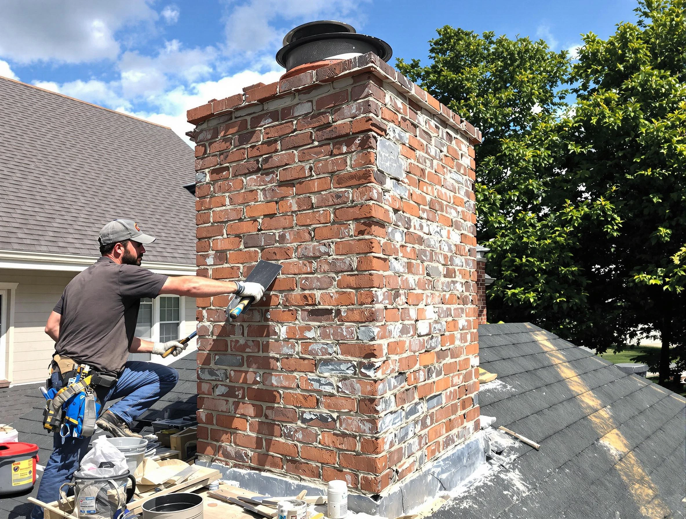 Completed chimney rebuild by Woodbridge Chimney Sweep in Woodbridge, NJ