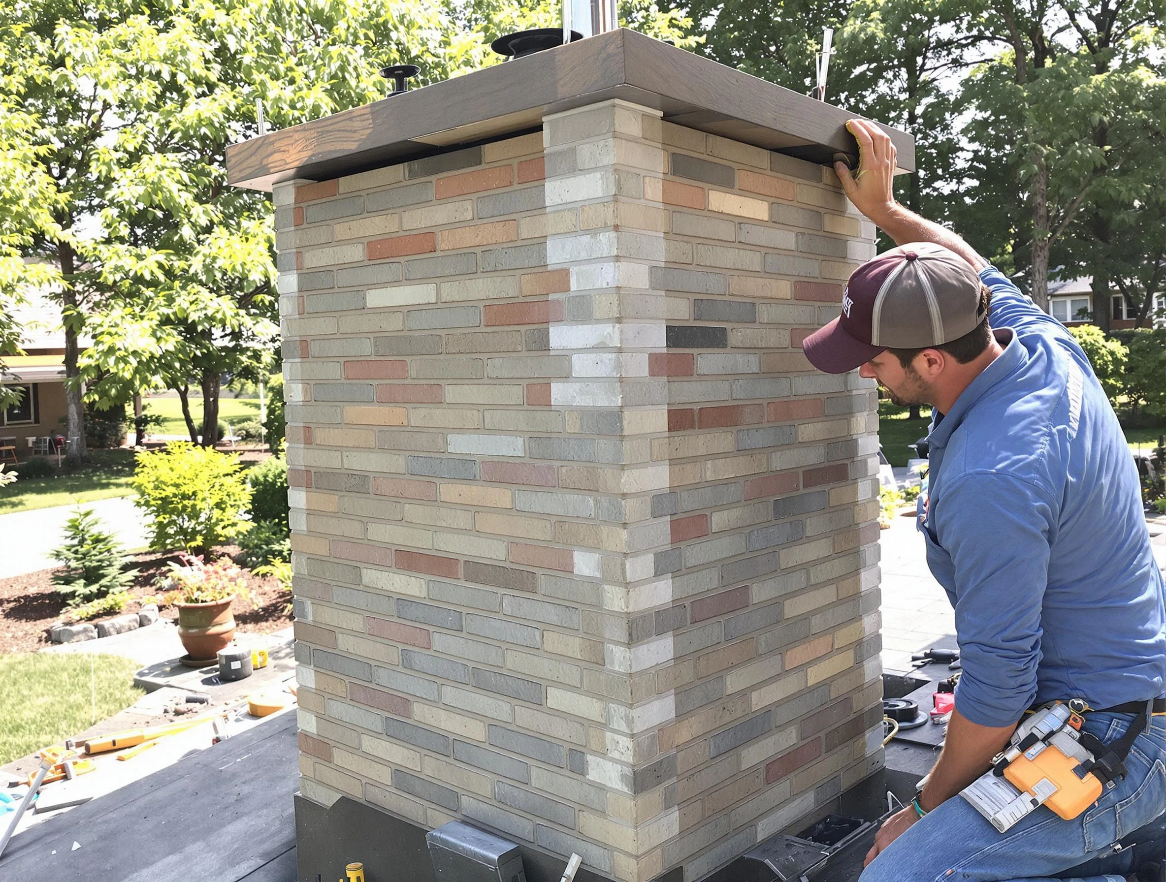 Woodbridge Chimney Sweep completing a modern chimney remodel in Woodbridge, NJ