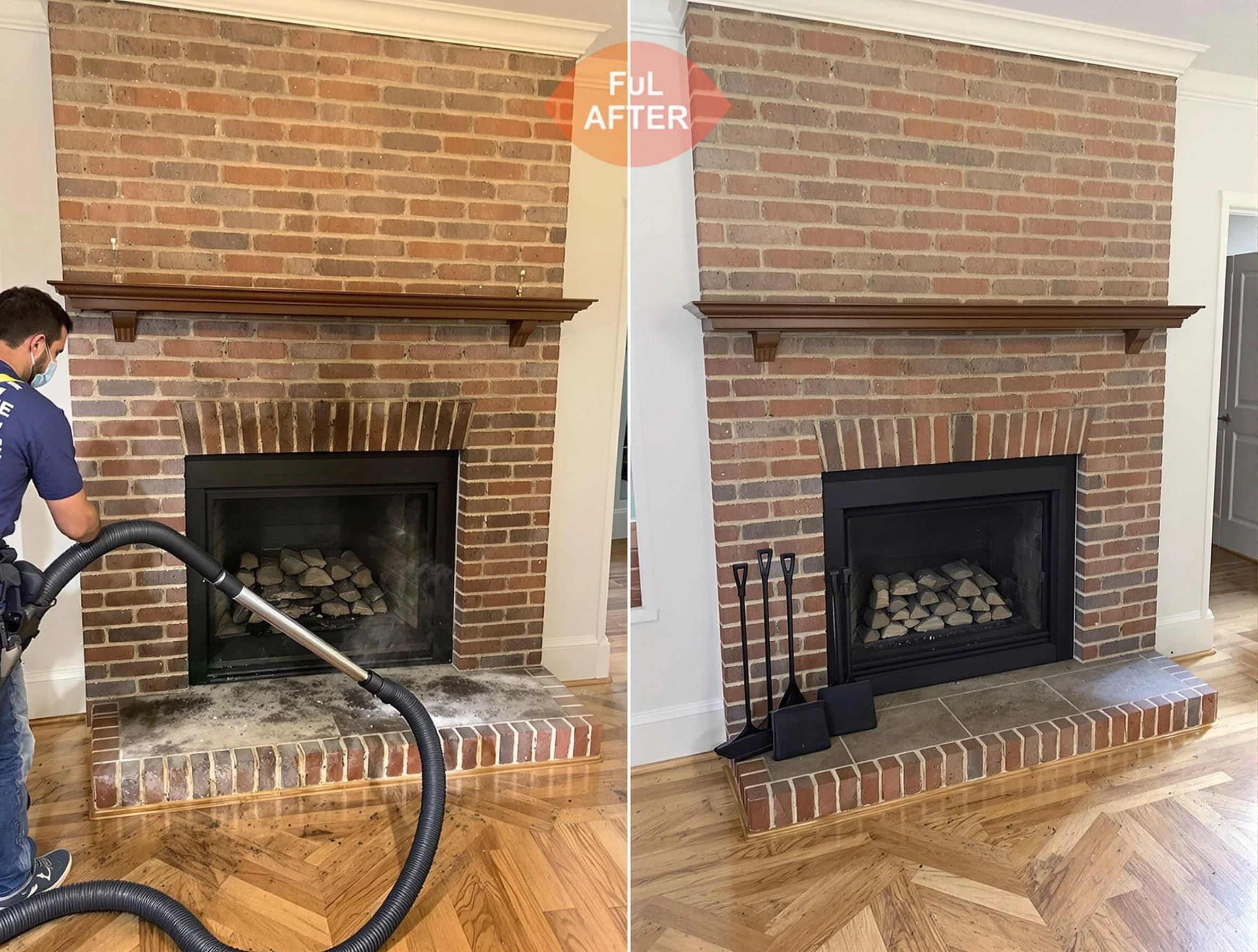 Woodbridge Chimney Sweep carefully sanitizing a fireplace in Woodbridge, NJ